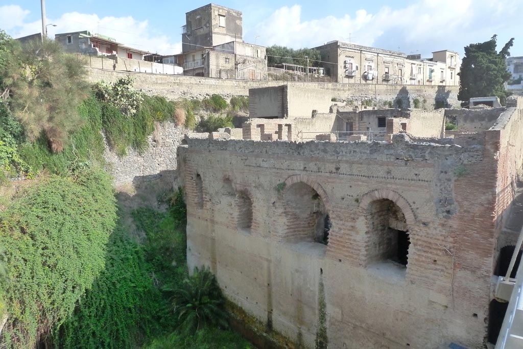 Herculaneum, September 2014.
Looking north-west towards Casa di Aristide from access bridge, with “modern” Ercolano above. Photo courtesy of Larry Turner.